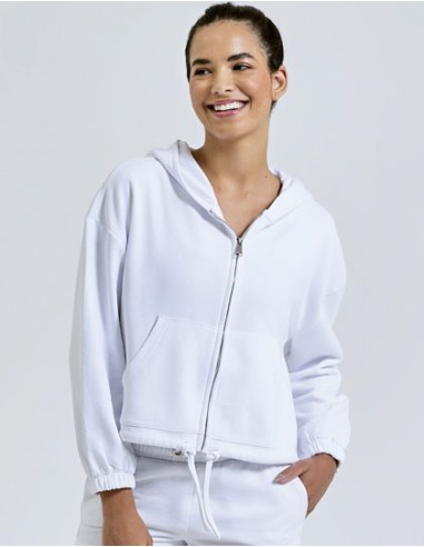 TRI-TR601-Womens Recycled Drawstring Full-Zip Hoodie